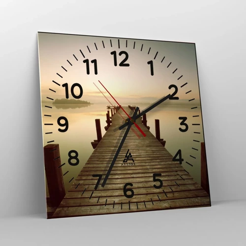 Reloj de pared - Reloj de vidrio - Antes del amanecer, al amanecer, la luz - 30x30 cm