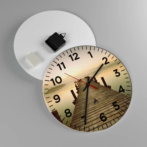 Reloj de pared - Reloj de vidrio - Antes del amanecer, al amanecer, la luz - 30x30 cm