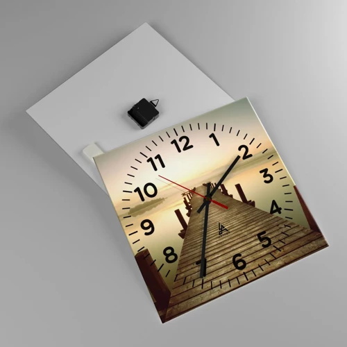 Reloj de pared - Reloj de vidrio - Antes del amanecer, al amanecer, la luz - 40x40 cm
