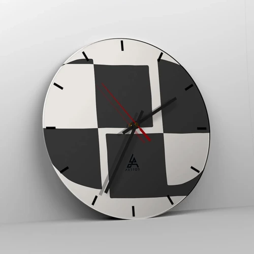 Reloj de pared - Reloj de vidrio - Antítesis - síntesis - 40x40 cm