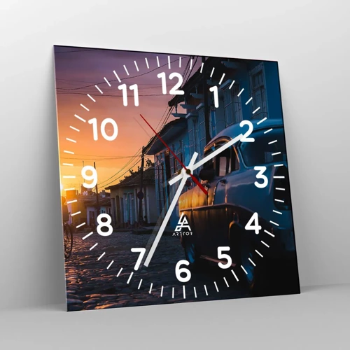 Reloj de pared - Reloj de vidrio - Aquí el tiempo se ralentiza - 30x30 cm