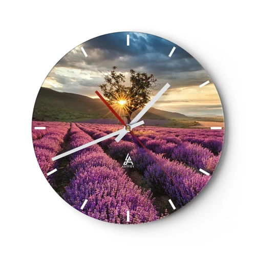 Reloj de pared - Reloj de vidrio - Aroma en lila - 30x30 cm