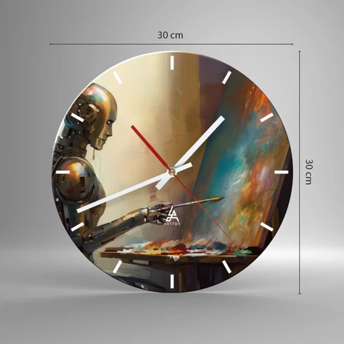 Reloj de pared - Reloj de vidrio - Arte del futuro - 30x30 cm