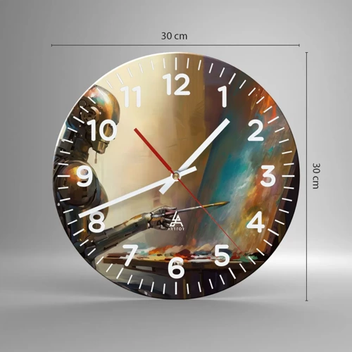 Reloj de pared - Reloj de vidrio - Arte del futuro - 30x30 cm