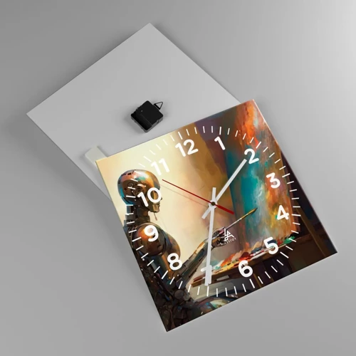 Reloj de pared - Reloj de vidrio - Arte del futuro - 40x40 cm