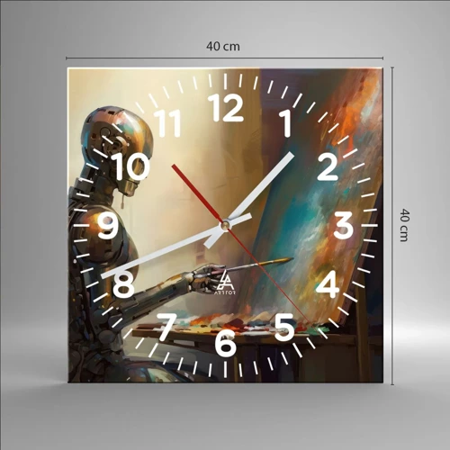 Reloj de pared - Reloj de vidrio - Arte del futuro - 40x40 cm