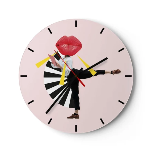 Reloj de pared - Reloj de vidrio - Arte pop surrealista - 30x30 cm