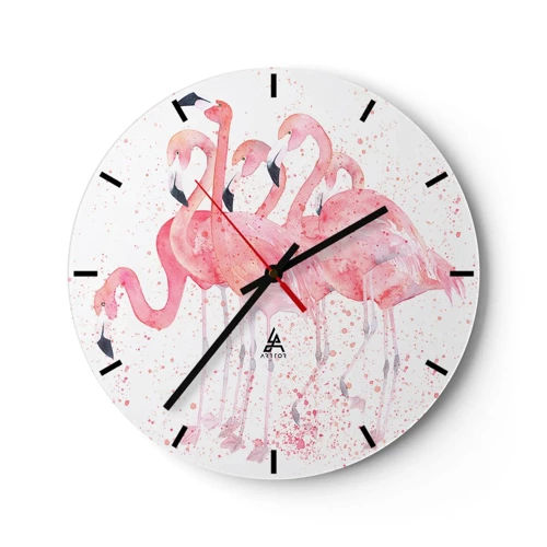 Reloj de pared - Reloj de vidrio - Asamblea rosa - 30x30 cm