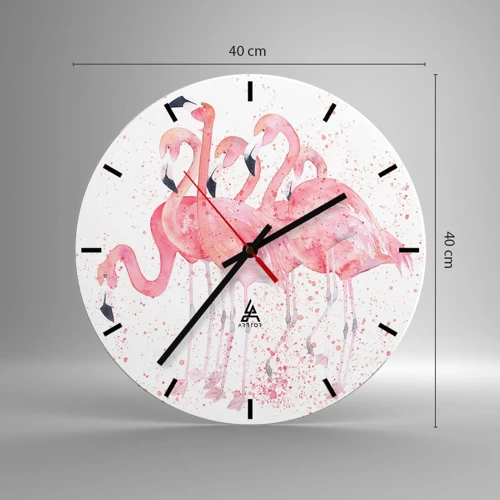 Reloj de pared - Reloj de vidrio - Asamblea rosa - 40x40 cm
