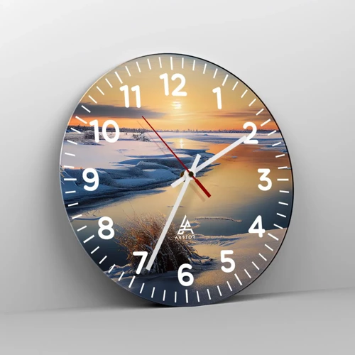 Reloj de pared - Reloj de vidrio - Atardecer de invierno - 40x40 cm