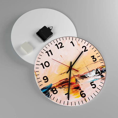 Reloj de pared - Reloj de vidrio - Atardecer en el puerto deportivo - 30x30 cm