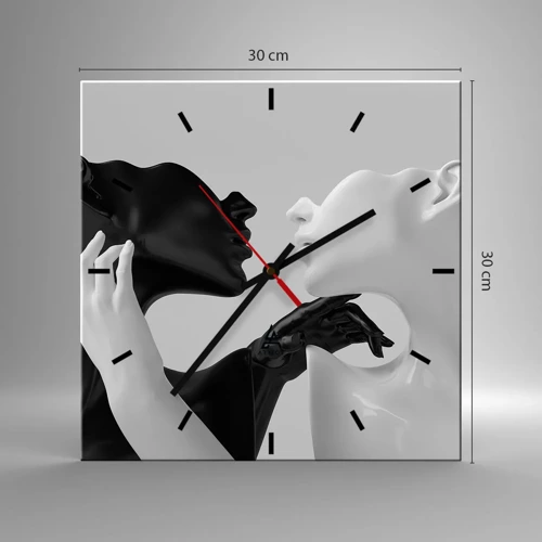 Reloj de pared - Reloj de vidrio - Atracción - deseo - 30x30 cm