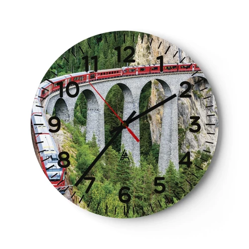 Reloj de pared - Reloj de vidrio - Atravesando las montañas - 30x30 cm