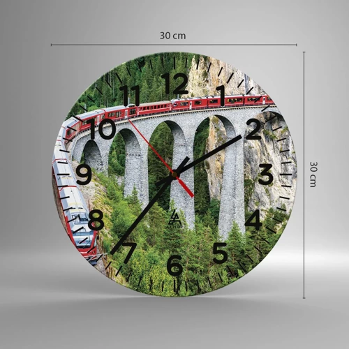 Reloj de pared - Reloj de vidrio - Atravesando las montañas - 30x30 cm