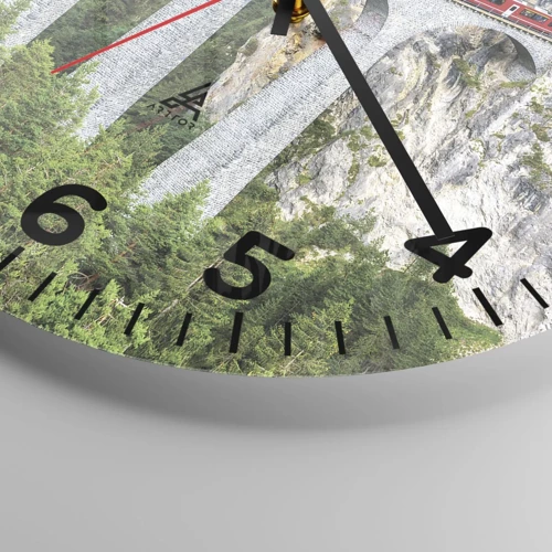 Reloj de pared - Reloj de vidrio - Atravesando las montañas - 30x30 cm