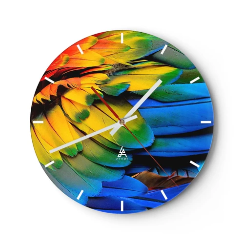 Reloj de pared - Reloj de vidrio - Ave del paraíso - 30x30 cm