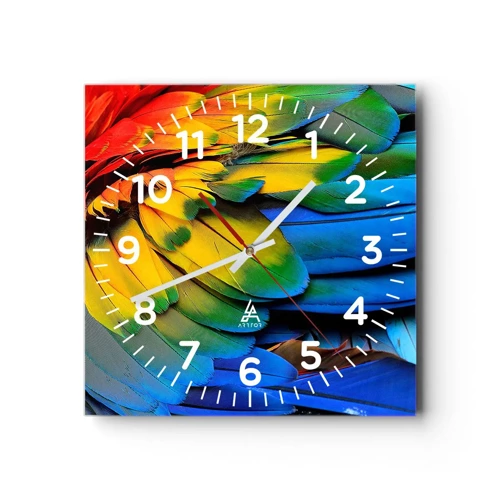 Reloj de pared - Reloj de vidrio - Ave del paraíso - 30x30 cm