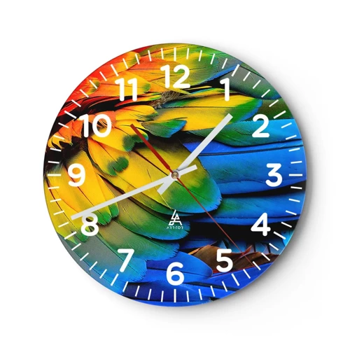 Reloj de pared - Reloj de vidrio - Ave del paraíso - 30x30 cm