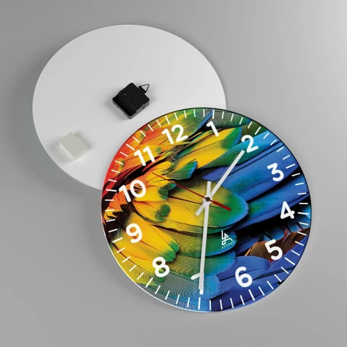 Reloj de pared - Reloj de vidrio - Ave del paraíso - 40x40 cm