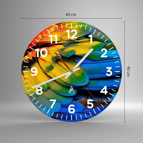 Reloj de pared - Reloj de vidrio - Ave del paraíso - 40x40 cm