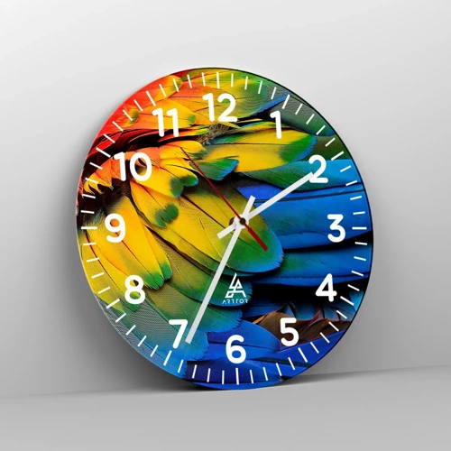 Reloj de pared - Reloj de vidrio - Ave del paraíso - 40x40 cm