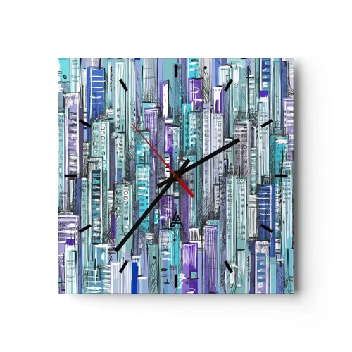 Reloj de pared - Reloj de vidrio - Azul del cielo - 30x30 cm