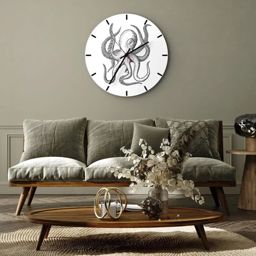 Reloj de pared - Reloj de vidrio - Bailando con olas - 30x30 cm