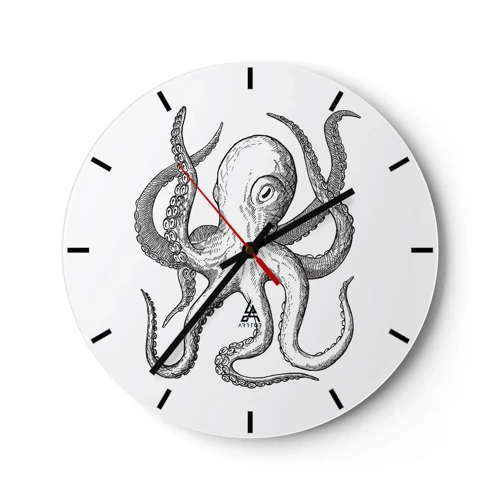 Reloj de pared - Reloj de vidrio - Bailando con olas - 40x40 cm