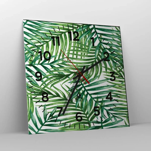 Reloj de pared - Reloj de vidrio - Bajo el verde - 40x40 cm