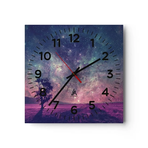 Reloj de pared - Reloj de vidrio - Bajo un cielo mágico - 40x40 cm