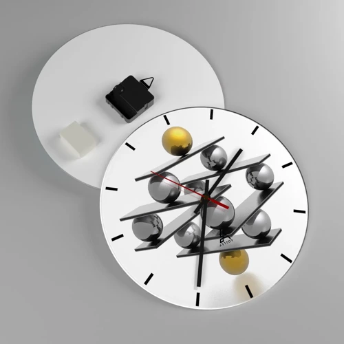 Reloj de pared - Reloj de vidrio - Balance de oro y plata - 30x30 cm