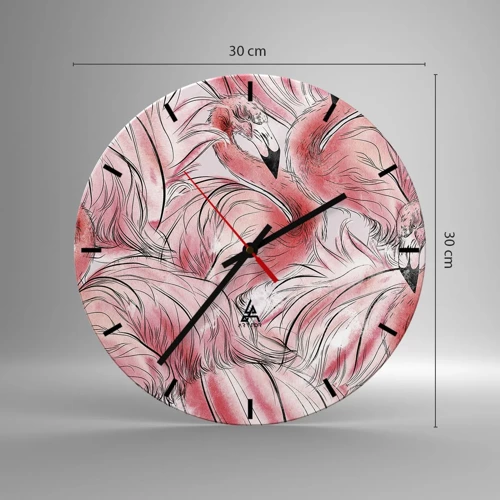 Reloj de pared - Reloj de vidrio - Ballet de aves - 30x30 cm