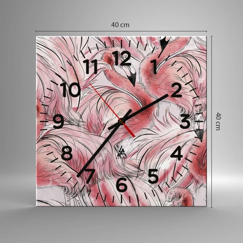 Reloj de pared - Reloj de vidrio - Ballet de aves - 40x40 cm