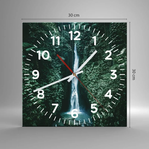 Reloj de pared - Reloj de vidrio - Balneario tropical - 30x30 cm