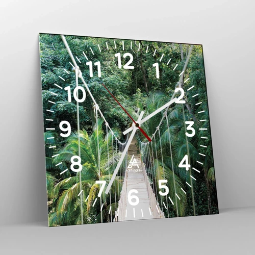 Reloj de pared - Reloj de vidrio - ¡Bienvenido a la selva! - 30x30 cm