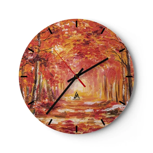 Reloj de pared - Reloj de vidrio - Bosque de cobre - 30x30 cm