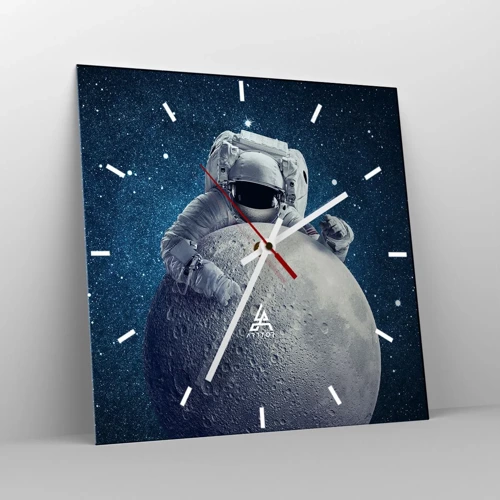 Reloj de pared - Reloj de vidrio - Bromista espacial - 30x30 cm