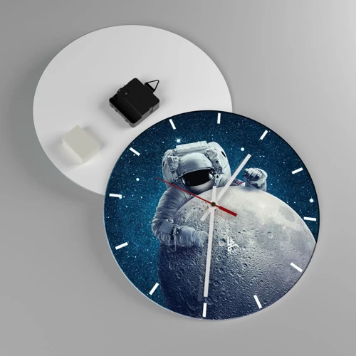 Reloj de pared - Reloj de vidrio - Bromista espacial - 30x30 cm