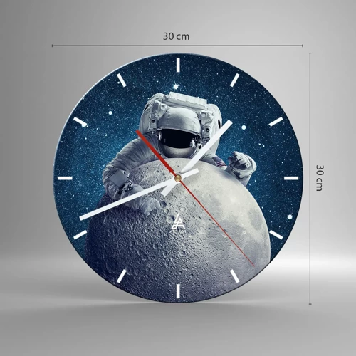 Reloj de pared - Reloj de vidrio - Bromista espacial - 30x30 cm