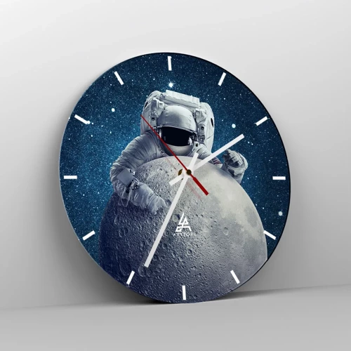 Reloj de pared - Reloj de vidrio - Bromista espacial - 30x30 cm