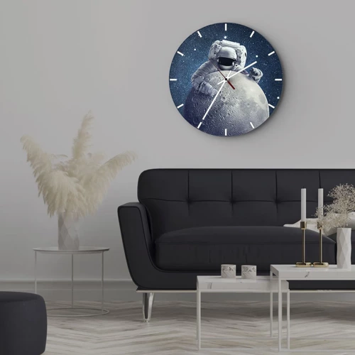 Reloj de pared - Reloj de vidrio - Bromista espacial - 40x40 cm