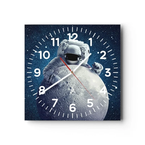 Reloj de pared - Reloj de vidrio - Bromista espacial - 40x40 cm