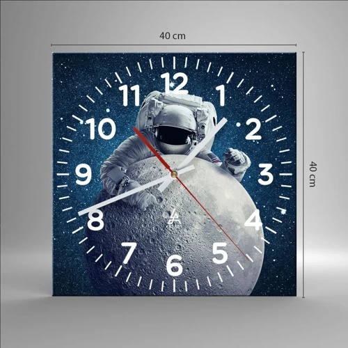 Reloj de pared - Reloj de vidrio - Bromista espacial - 40x40 cm