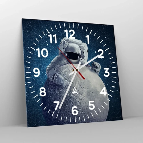 Reloj de pared - Reloj de vidrio - Bromista espacial - 40x40 cm