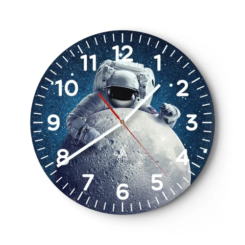 Reloj de pared - Reloj de vidrio - Bromista espacial - 40x40 cm