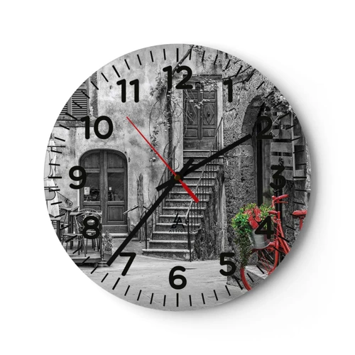 Reloj de pared - Reloj de vidrio - Callejón de la Toscana - 30x30 cm