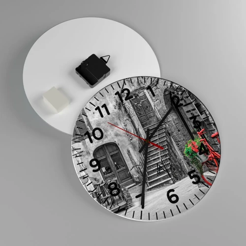 Reloj de pared - Reloj de vidrio - Callejón de la Toscana - 30x30 cm