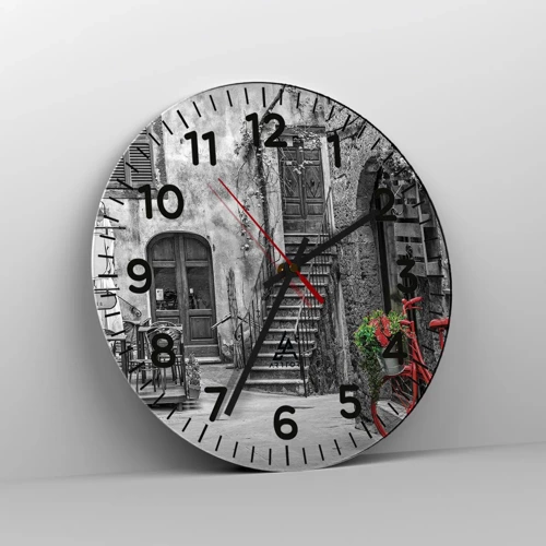 Reloj de pared - Reloj de vidrio - Callejón de la Toscana - 30x30 cm