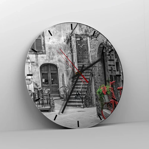 Reloj de pared - Reloj de vidrio - Callejón de la Toscana - 30x30 cm