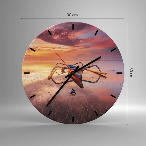 Reloj de pared - Reloj de vidrio - Calma de una tarde tropical - 30x30 cm